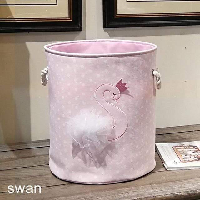 35*40cm Utensilien Lagerfässer Hohe Kapazität Pinke Schwan Katze Faltbare Spielzeug Aufbewahrungsbox Haushaltsorganisator Schmutzige Wäschekorb Canvas