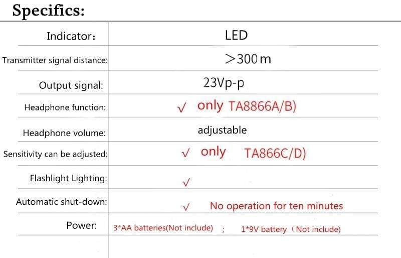 TA8866A RJ11 RJ45 8P 6P Telephone Cable Tracker Network Cable Tester Detector Line Finder