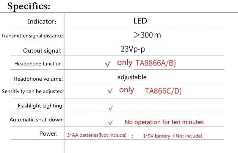 TA8866A RJ11 RJ45 8P 6P Telephone Cable Tracker Network Cable Tester Detector Line Finder