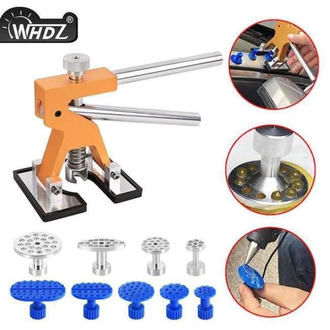 WHDZ Car Repair Dent Removal PDR Tools Glue Puller Hand Lifter with 9 Pieces Tabs PDR Tool Paintless Dent Repair PDR Dent Repair