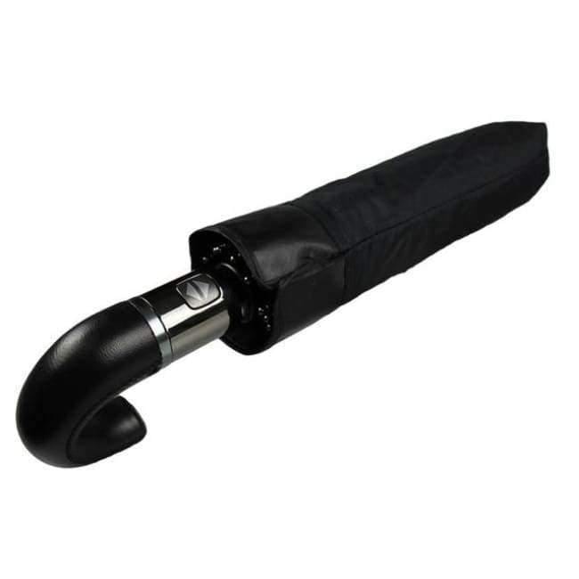 Leather curved handle men's automatic business umbrella men windproof black large auto umbrellas parasol rain paraguas