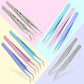 TOP quality stainless steel tweezers rainbow color straight bend ESD multifunction eyelash curlers for nail sewing DIY