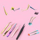 TOP quality stainless steel tweezers rainbow color straight bend ESD multifunction eyelash curlers for nail sewing DIY