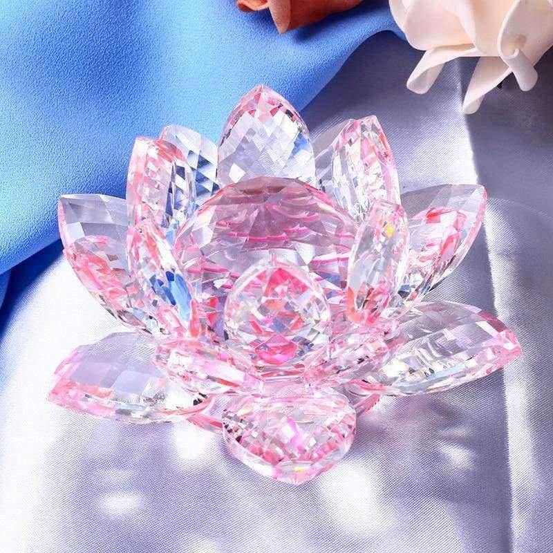 85mm Kristall Lotus Kunsthandwerk Glasblumen Miniaturen Briefbeschwerer Tischornamente Geschenk Heimdekoration Zubehör