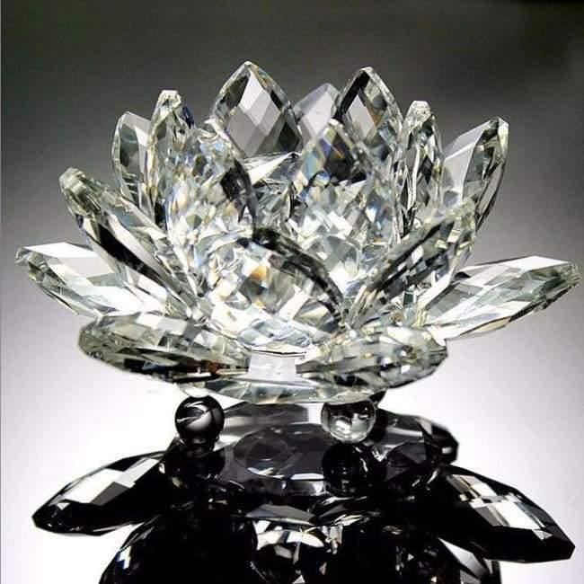 85mm Kristall Lotus Kunsthandwerk Glasblumen Miniaturen Briefbeschwerer Tischornamente Geschenk Heimdekoration Zubehör