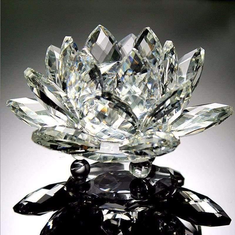 85mm Kristall Lotus Kunsthandwerk Glasblumen Miniaturen Briefbeschwerer Tischornamente Geschenk Heimdekoration Zubehör