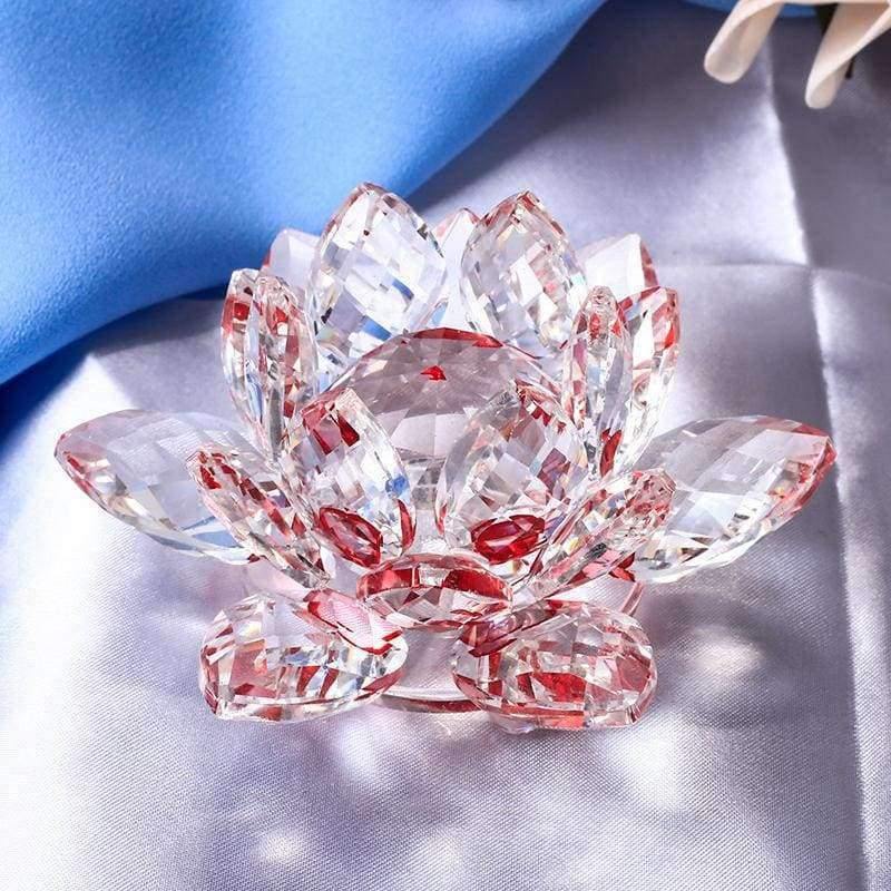 85mm Kristall Lotus Kunsthandwerk Glasblumen Miniaturen Briefbeschwerer Tischornamente Geschenk Heimdekoration Zubehör