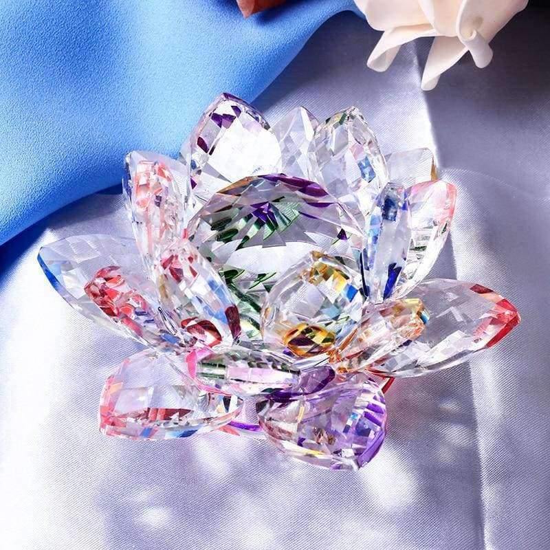 85mm Kristall Lotus Kunsthandwerk Glasblumen Miniaturen Briefbeschwerer Tischornamente Geschenk Heimdekoration Zubehör