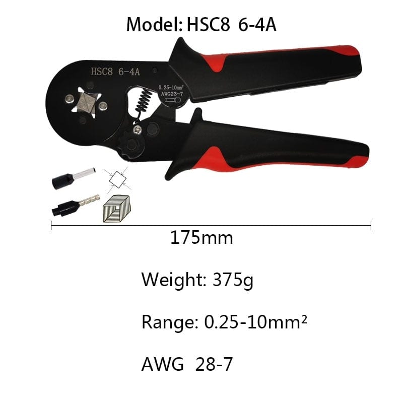 Tubular Terminal Crimping Tool Mini Electrician Pliers Hand Tools HSC8 6-4 0.06-10mm2 28-7AWG High Precision Pliers Set