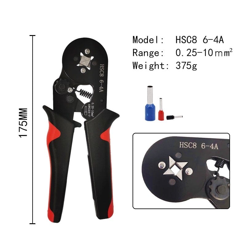 Tubular Terminal Crimping Tool Mini Electrician Pliers Hand Tools HSC8 6-4 0.06-10mm2 28-7AWG High Precision Pliers Set