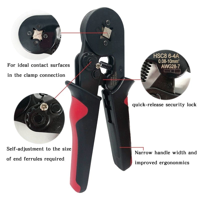 Tubular Terminal Crimping Tool Mini Electrician Pliers Hand Tools HSC8 6-4 0.06-10mm2 28-7AWG High Precision Pliers Set