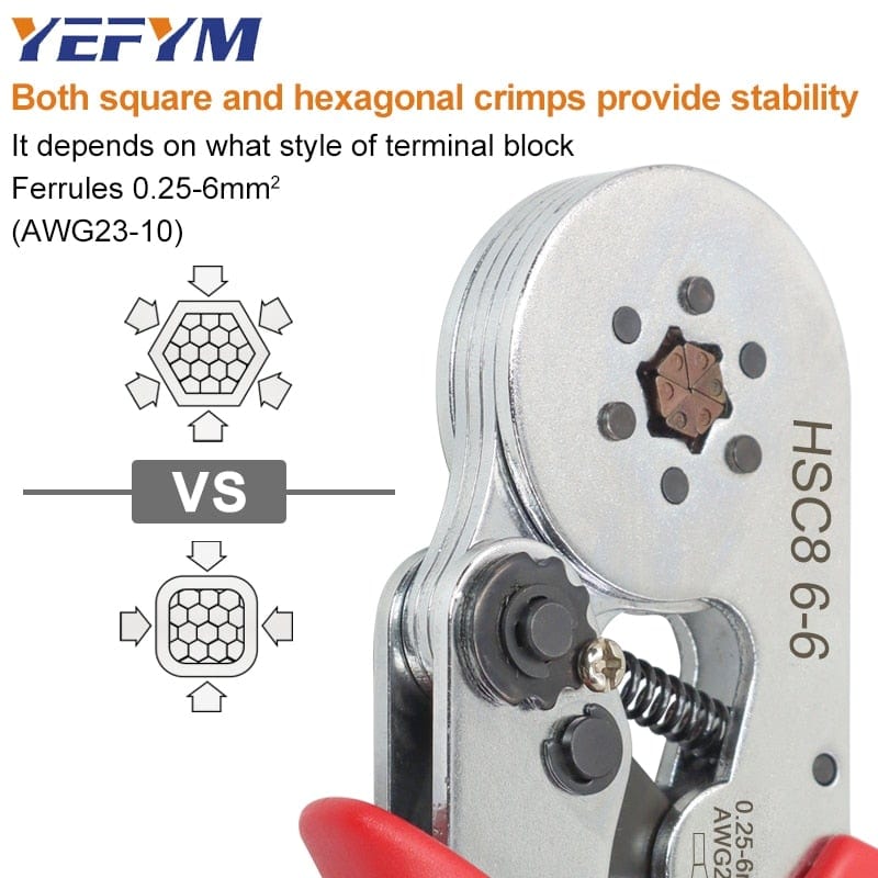 Tubulare Terminal Crimping Tools Mini Electric Pliers HSC8 6-4A/6-4 0.25-10mm² 23-7AWG 6-6 0.25-6mm² High Precision Clamp Sets