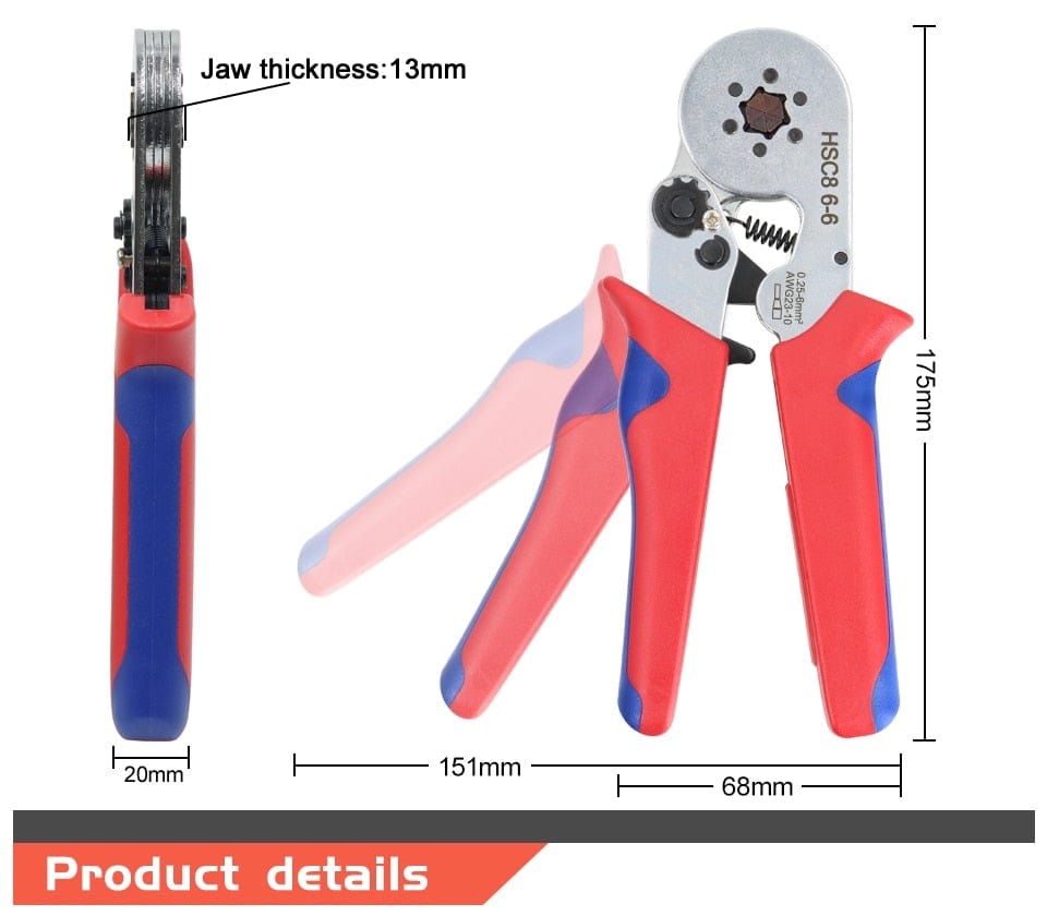Tubulare Terminal Crimping Tools Mini Electric Pliers HSC8 6-4A/6-4 0.25-10mm² 23-7AWG 6-6 0.25-6mm² High Precision Clamp Sets