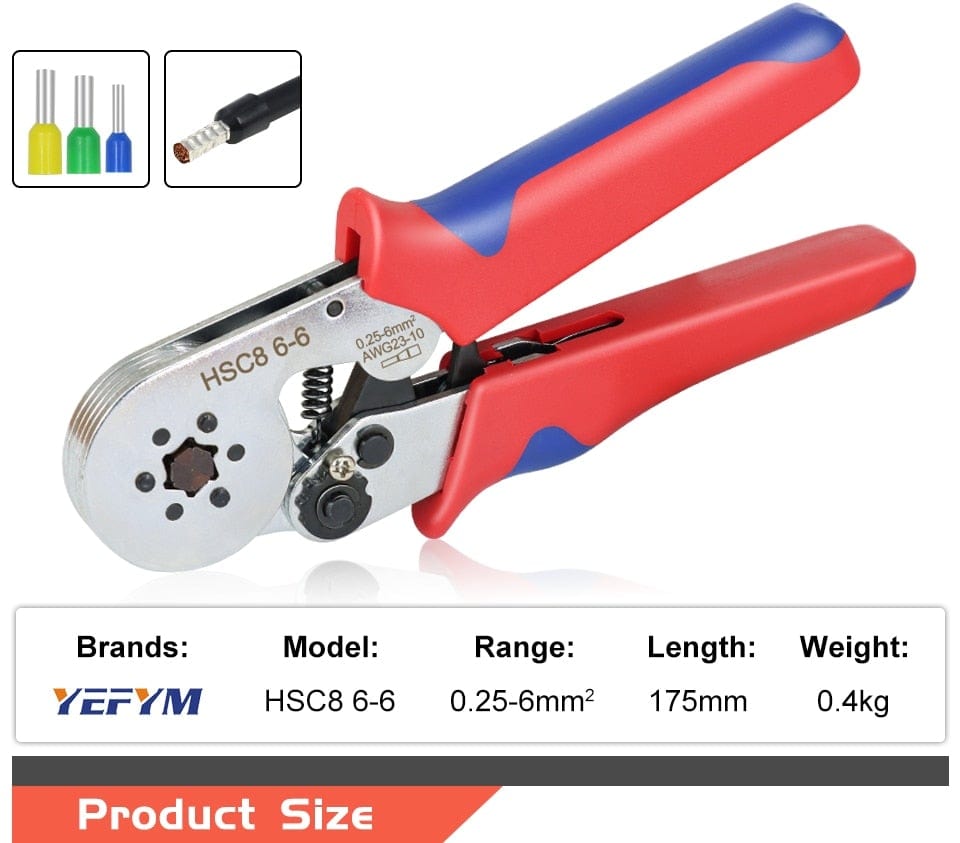 Tubulare Terminal Crimping Tools Mini Electric Pliers HSC8 6-4A/6-4 0.25-10mm² 23-7AWG 6-6 0.25-6mm² High Precision Clamp Sets