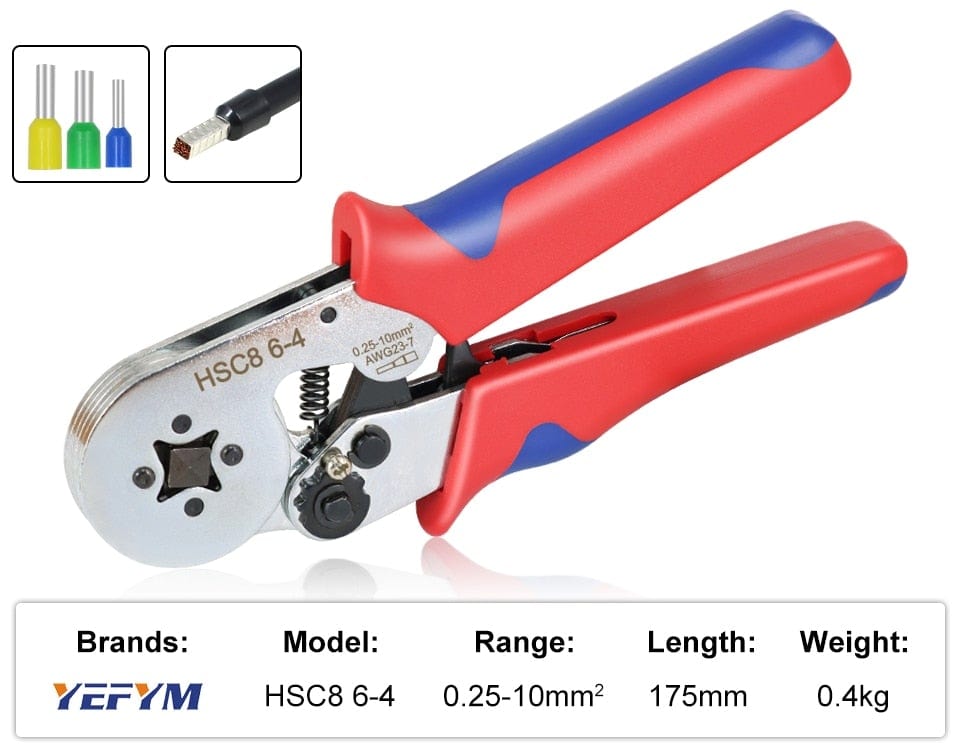 Tubulare Terminal Crimping Tools Mini Electric Pliers HSC8 6-4A/6-4 0.25-10mm² 23-7AWG 6-6 0.25-6mm² High Precision Clamp Sets