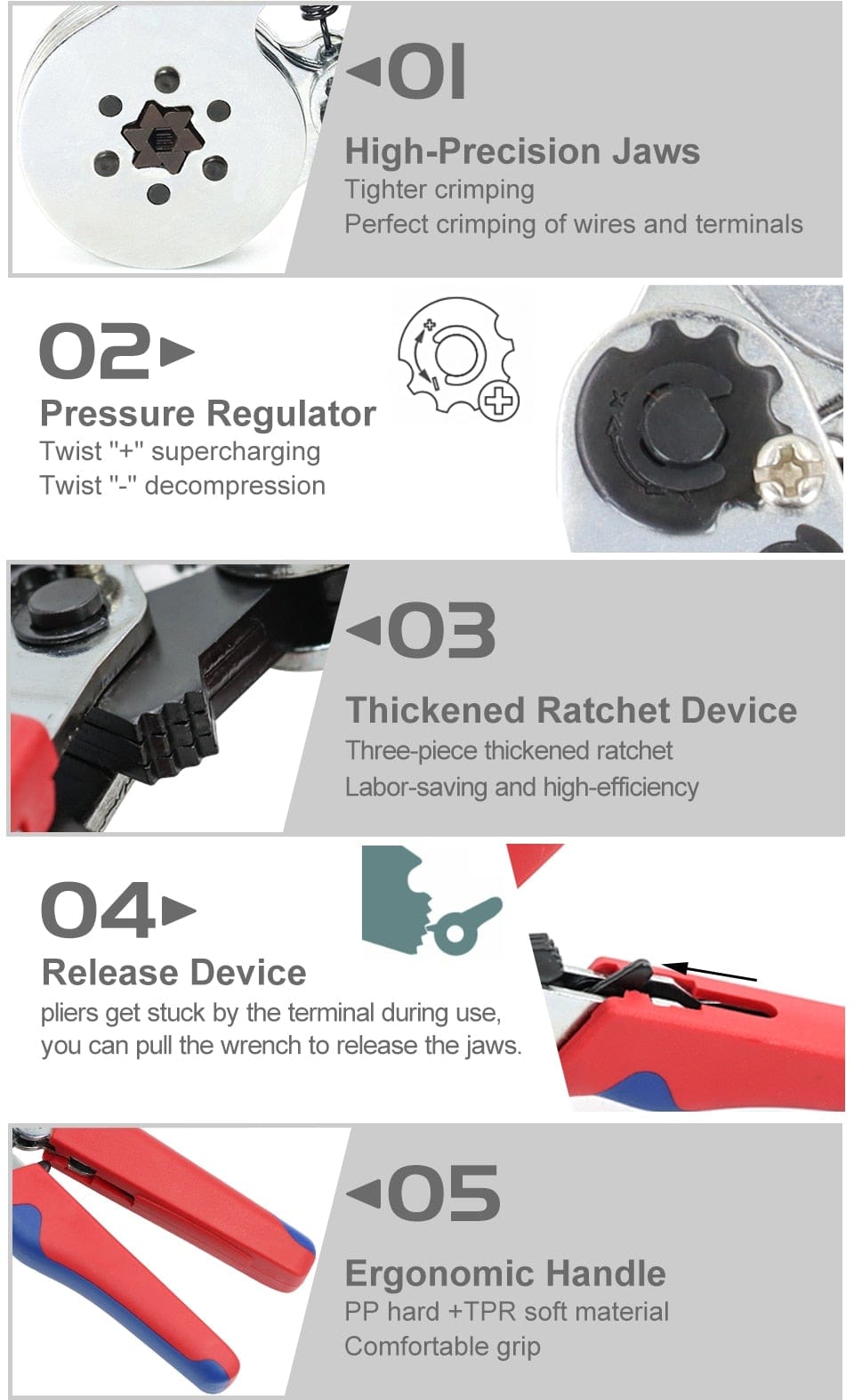 Tubulare Terminal Crimping Tools Mini Electric Pliers HSC8 6-4A/6-4 0.25-10mm² 23-7AWG 6-6 0.25-6mm² High Precision Clamp Sets
