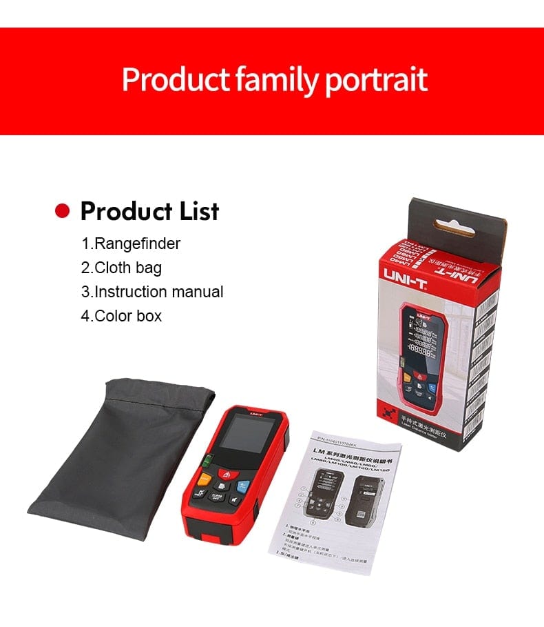 UNI-T Handheld Laser Distance Meter 40M 50M 60M 80M Laser Tape Construction Measuring Device Electronic Ruler