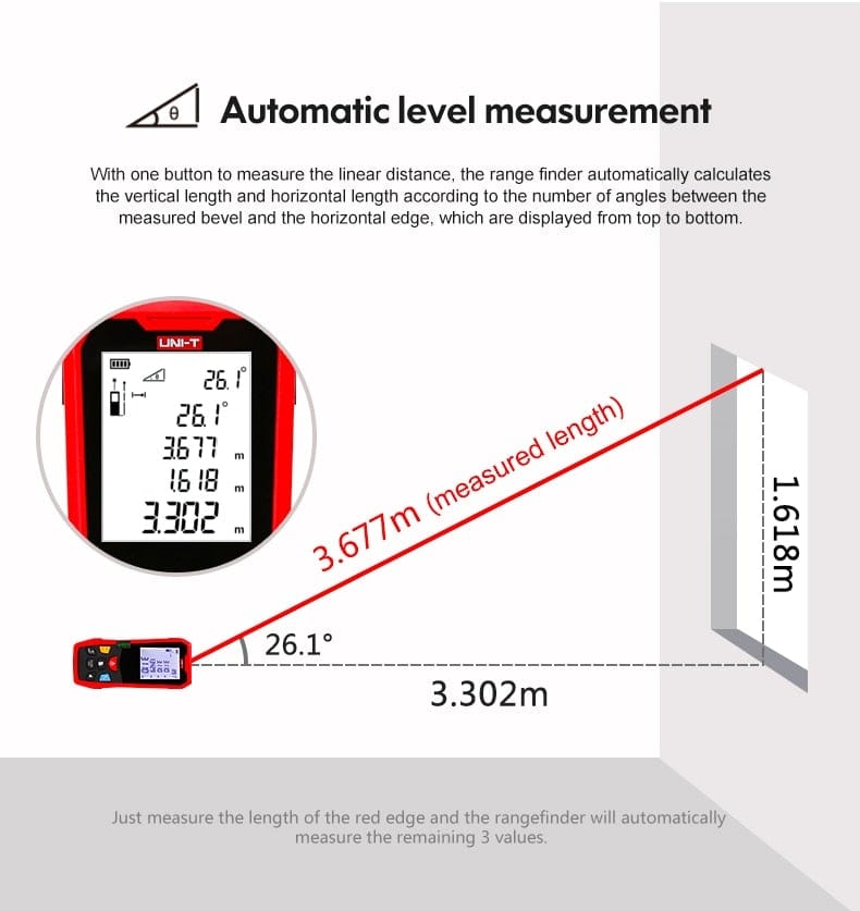 UNI-T Handheld Laser Distance Meter 40M 50M 60M 80M Laser Tape Construction Measuring Device Electronic Ruler