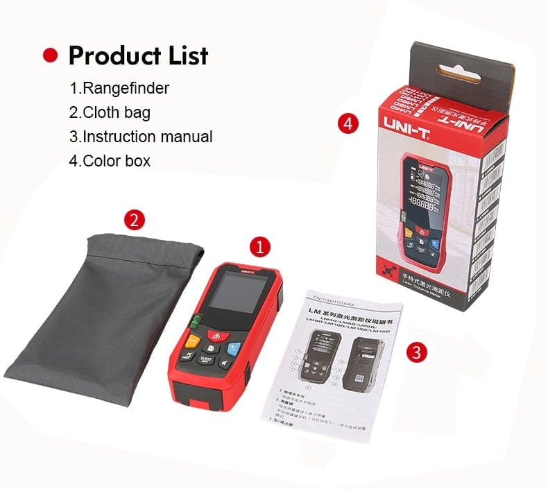 UNI-T Handheld Laser Distance Meter 40M 50M 60M 80M Laser Tape Construction Measuring Device Electronic Ruler