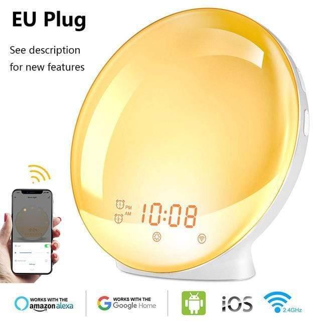 Wecker Nachtlicht Digitaluhr mit Schlummerfunktion Naturgeräusche FM-Radio Schlafhilfe 7 Farben Licht