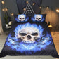 Bettwäsche Flame Skull Bettwäsche Set König 3D Druck Gothic Bettbezug Blau Feuer Bettwäsche 3 Stücke Mode Heimtextilien für Jungen