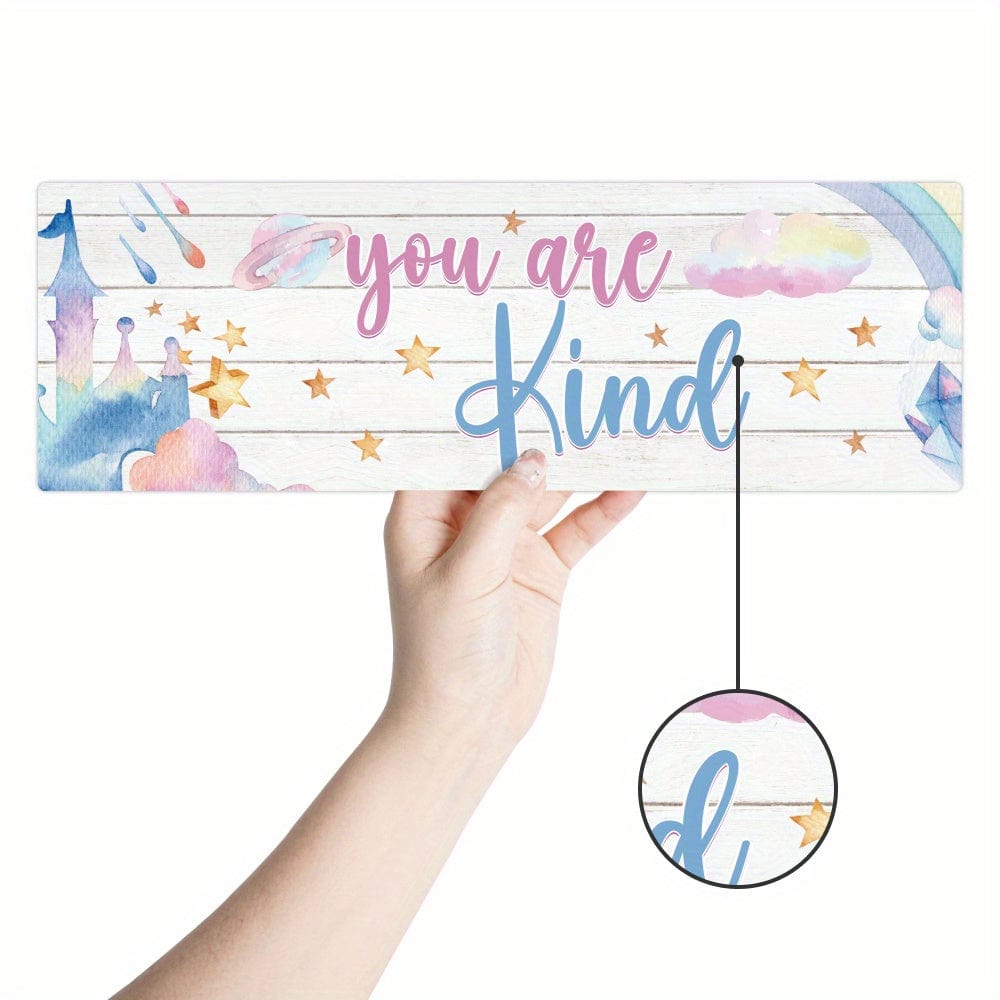 4 Stück Inspirierende Zitate Holzschild, Du bist freundlich Du bist klug Du bist tapfer Du bist geliebt, Märchen Prinzessin Wandkunst Dekor für Zuhause Kinderzimmer Schlafzimmer Kindergarten, 29,97 x 9,91 cm Geschenke