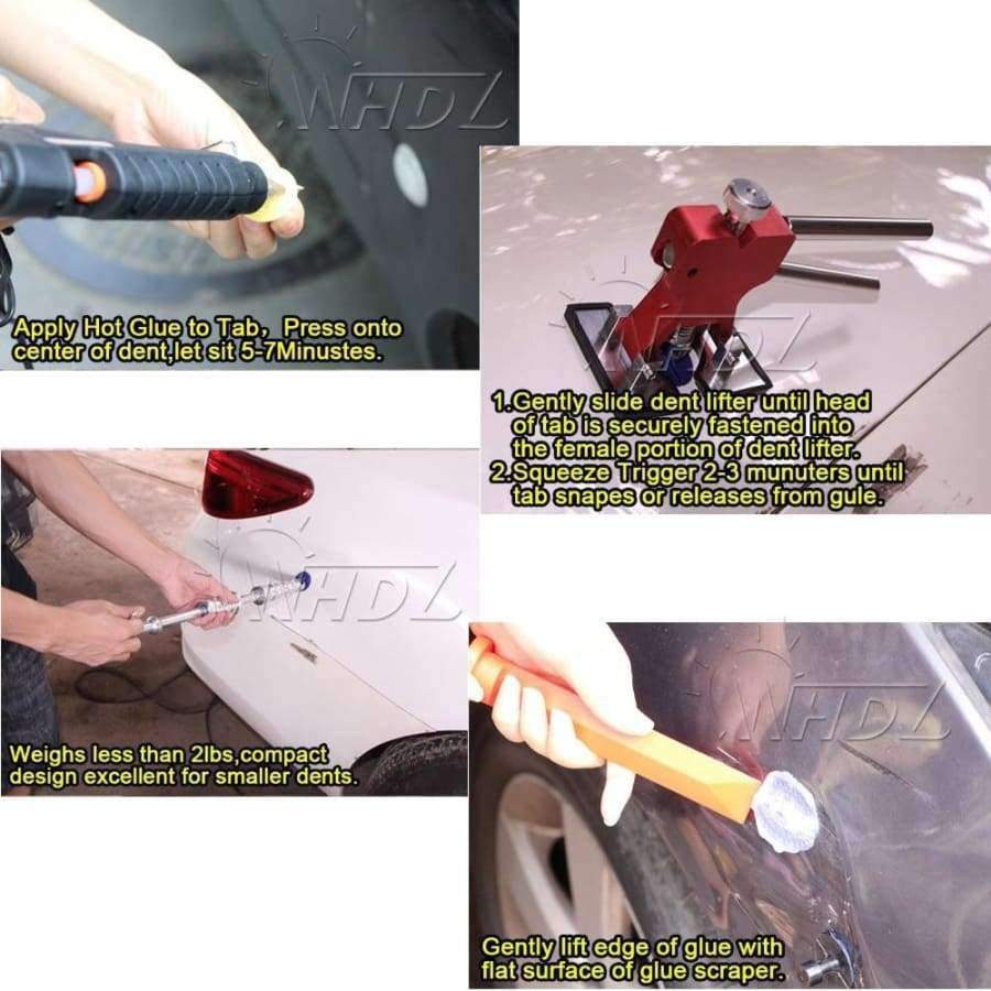 WHDZ PDR Tools 4 Sizes 8 Piece Car PDR Tool Kit Aluminum Glue Puller