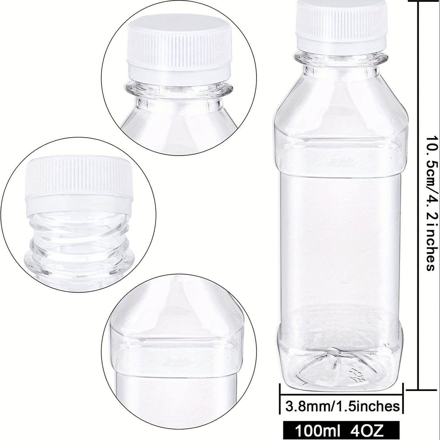 2 Stück, Kunststoffsaftflaschen, 100 ml/3,52 oz dünne Kunststoff wiederverwendbare Wasserbecher, tragbare Trinkbecher, Reagenzflaschen, Laborprobenflasche, Reise-Drinkware