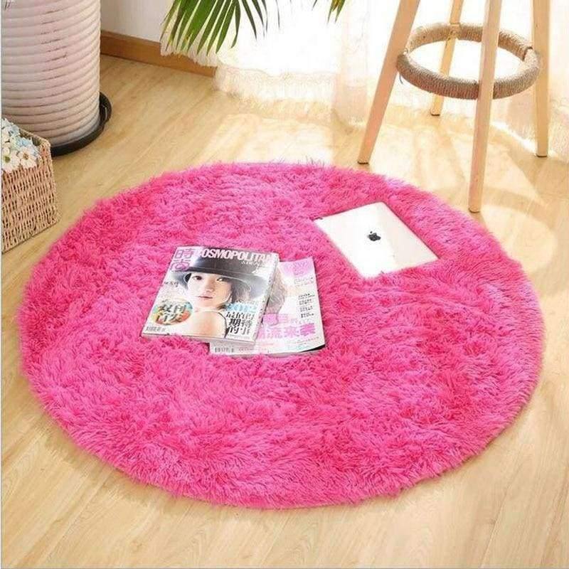 Fluffy Dicke Samt Runde Teppich 40-80cm Rutschfeste Toilette Bodenmatte Schlafzimmer Küche Fußmatte Teppich Für Wohnzimmer Yoga Matte