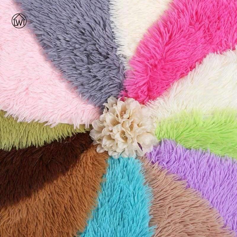 Fluffy Dicke Samt Runde Teppich 40-80cm Rutschfeste Toilette Bodenmatte Schlafzimmer Küche Fußmatte Teppich Für Wohnzimmer Yoga Matte