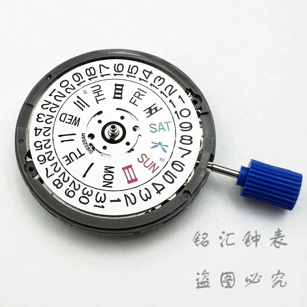 Weißer Kalender NH36 24 Edelsteine Automatikwerk Krone bei 3.0 und 3.8 Uhr NH36 Uhren Teile Stamm Set