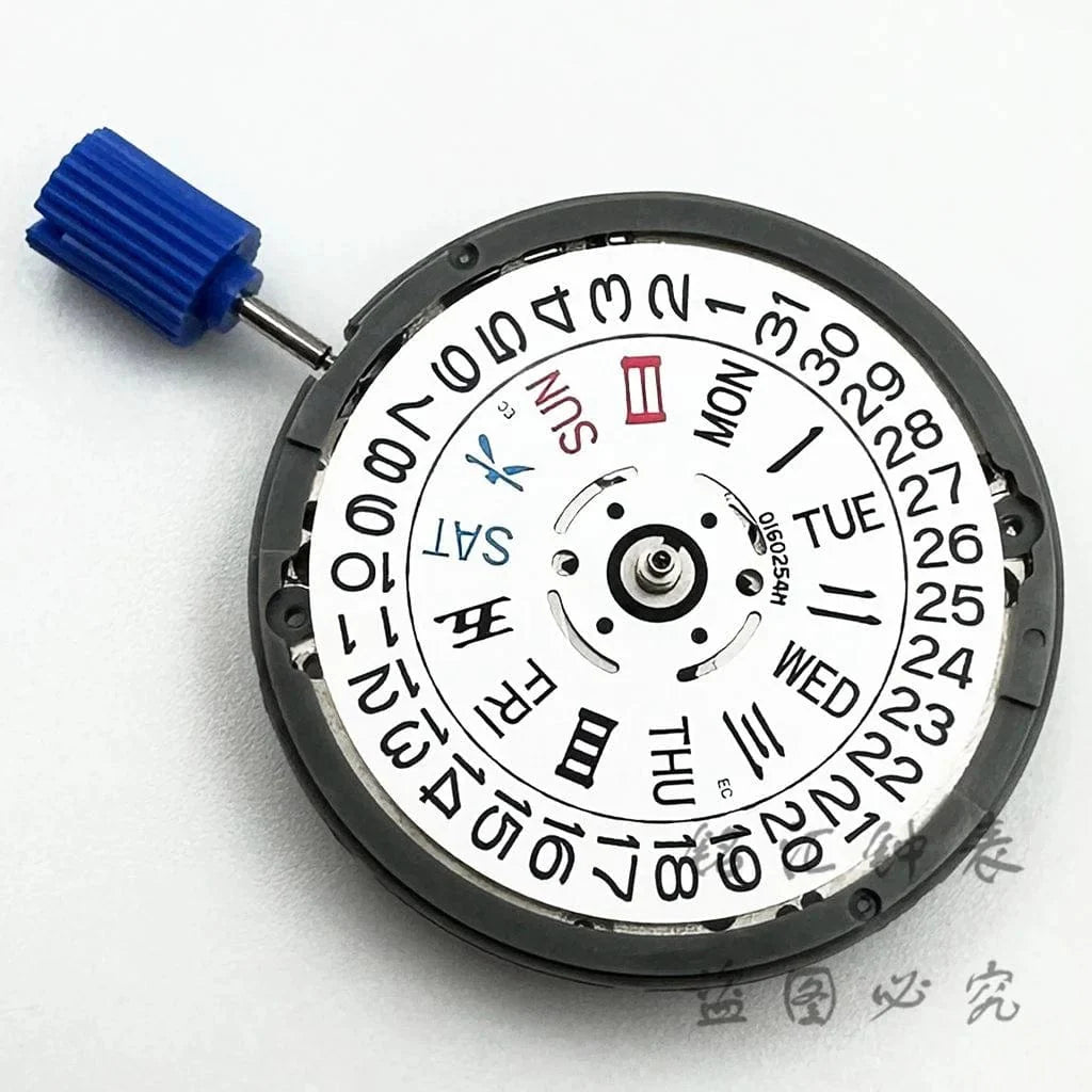 Weißer Kalender NH36 24 Edelsteine Automatikwerk Krone bei 3.0 und 3.8 Uhr NH36 Uhren Teile Stamm Set