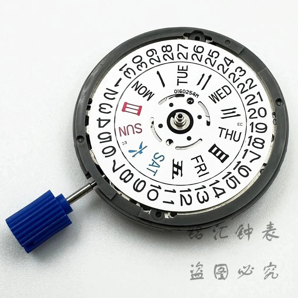 Weißer Kalender NH36 24 Edelsteine Automatikwerk Krone bei 3.0 und 3.8 Uhr NH36 Uhren Teile Stamm Set