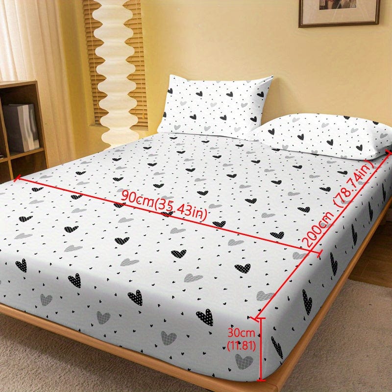 1 Stück Gebürstetes Spannbettlaken, Weiches Bequemes Herzmuster Bettwäsche Spannbettlaken, Für Schlafzimmer, Gästezimmer, Mit Tiefem Pocket, Nur Spannbettlaken, Ohne Kissenbezug