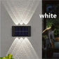 2 Packs Solar Wasserdichte Wandleuchten Außenbereich Dekoration, 6 LED Lichter Warmweiß Skandinavischer Stil Deckbeleuchtung Beleuchtung Außenleuchten, Terrasse, Straße, Landschaftsgestaltung, Zaun, Garage, Garten Wandleuchten