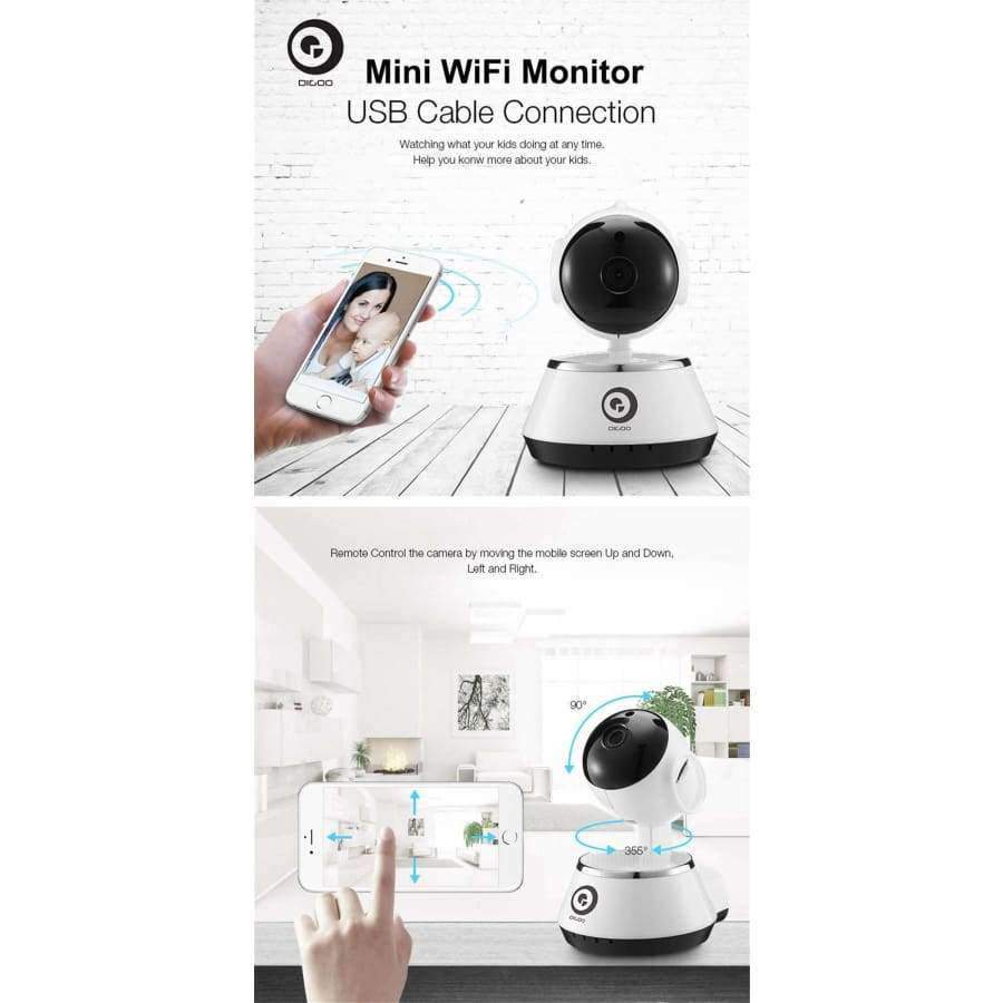 Digoo BB-M1 Wireless WiFi USB Baby Monitor Alarm Home Security IP Camera 64G TF HD 720P Audio Netip Protection Wifi Camera 3.6mm