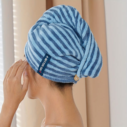1 Stück Streifen Schnelltrocknendes Haartuch Wrap, Bequemes Schnelltrocknendes Haarturban, Weiches Haartrockentuch, Premium Kopf-Handtuch Wrap, Badezimmerbedarf, Haushaltsbedarf