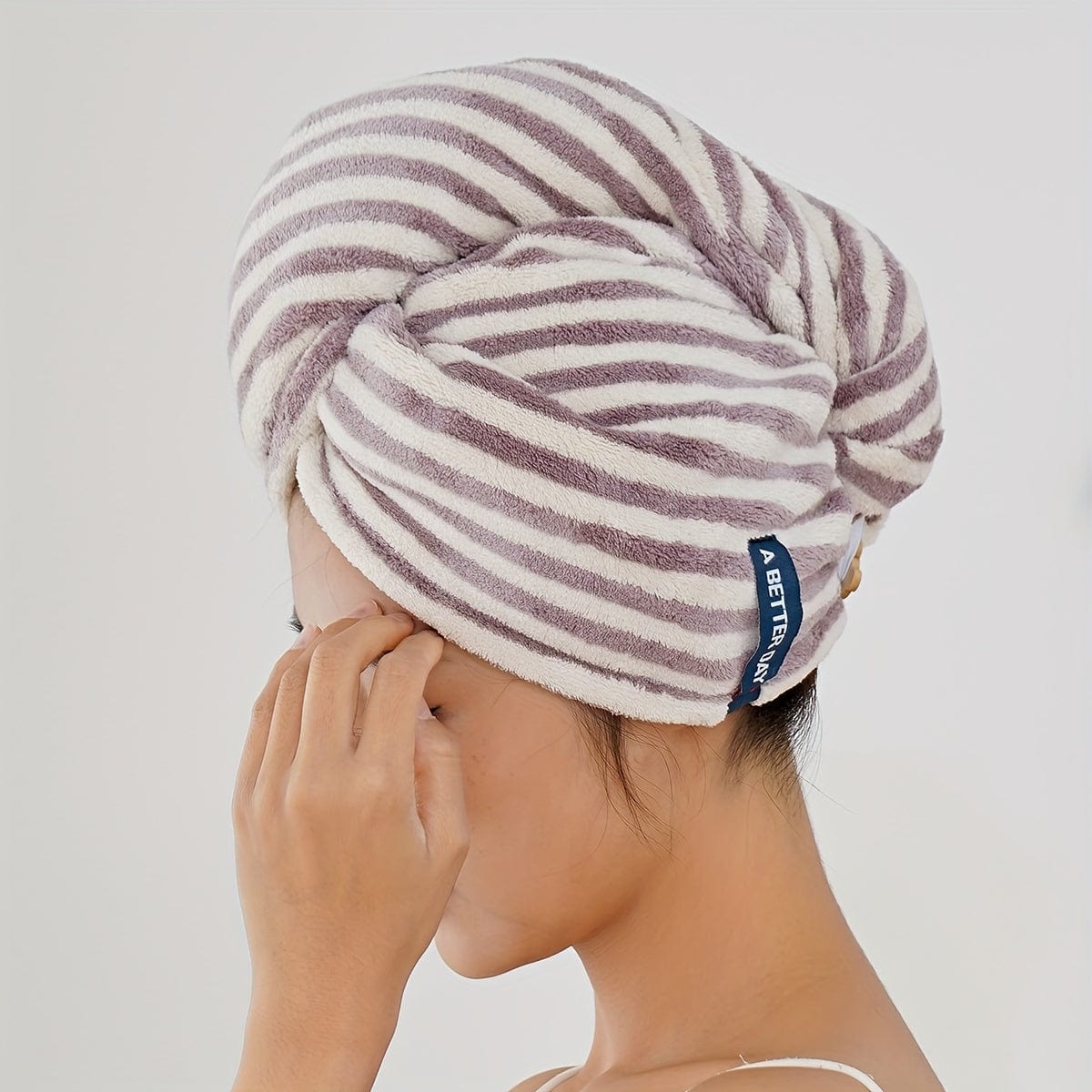 1 Stück Streifen Schnelltrocknendes Haartuch Wrap, Bequemes Schnelltrocknendes Haarturban, Weiches Haartrockentuch, Premium Kopf-Handtuch Wrap, Badezimmerbedarf, Haushaltsbedarf
