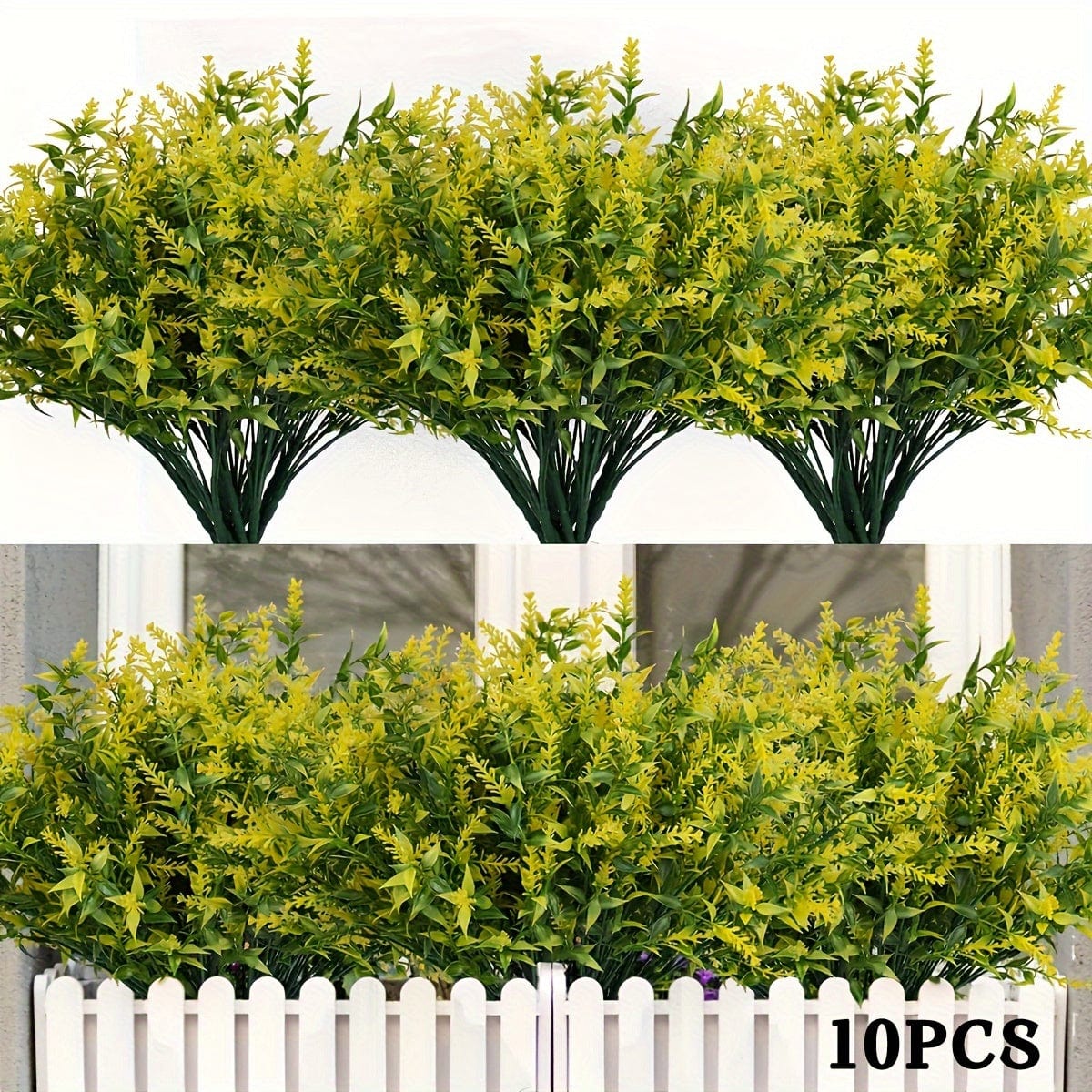 10 Bündel Künstliche Lavendelblumen Außen UV-beständige Fake Blumen Kein Verblassen Falsche Plastikpflanzen Garten Veranda Fensterbank Dekoration Innen Außen Hängender Pflanzer Zuhause Küche Büro Hochzeit Garten Dekor