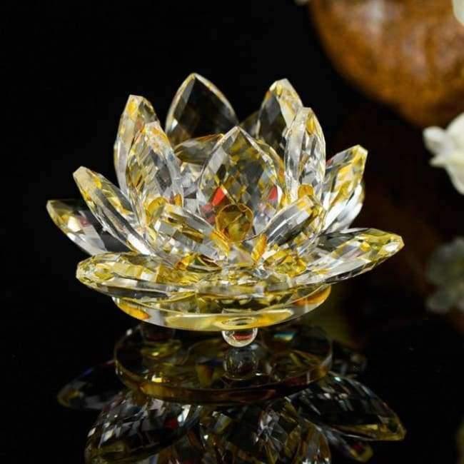 85mm Kristall Lotus Kunsthandwerk Glasblumen Miniaturen Briefbeschwerer Tischornamente Geschenk Heimdekoration Zubehör