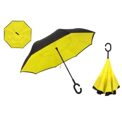 Reverse Fold Double Layer Inverted Chuva Umbrella Self-Standing Inside Out Rain Protection C-Hook Hands for Car