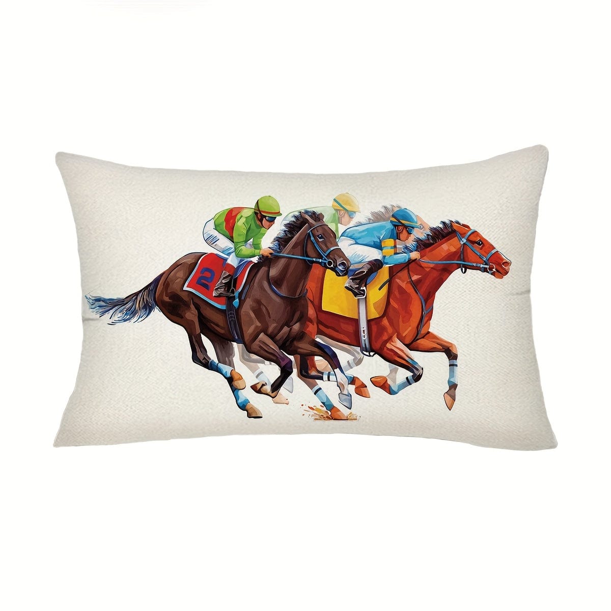 1 Stück, Kentucky Derby Kissenbezug, Run For The Roses Jockey Pferderenn-Themenparty Dekoration für Couch Sofa, ohne Kissenfüllung
