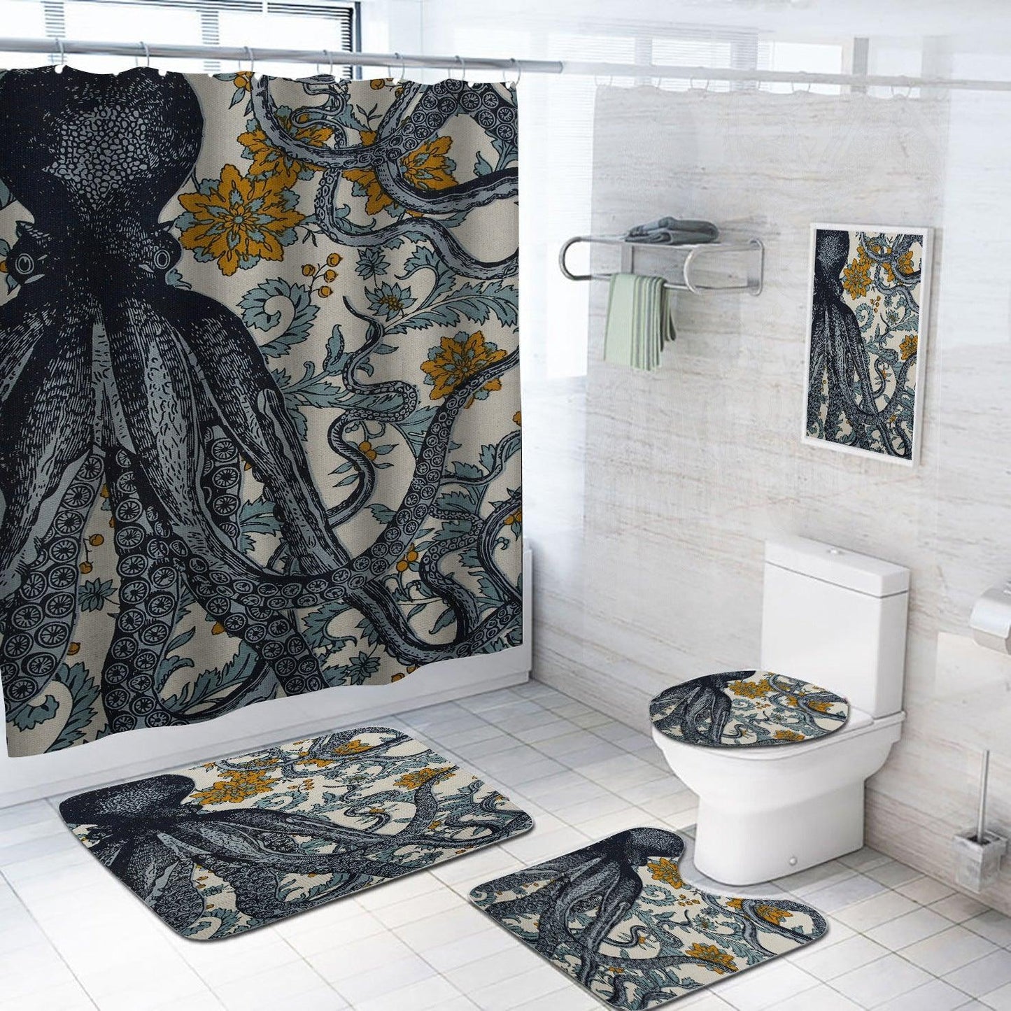 Floral Gedruckte Wasserdichte Duschvorhang