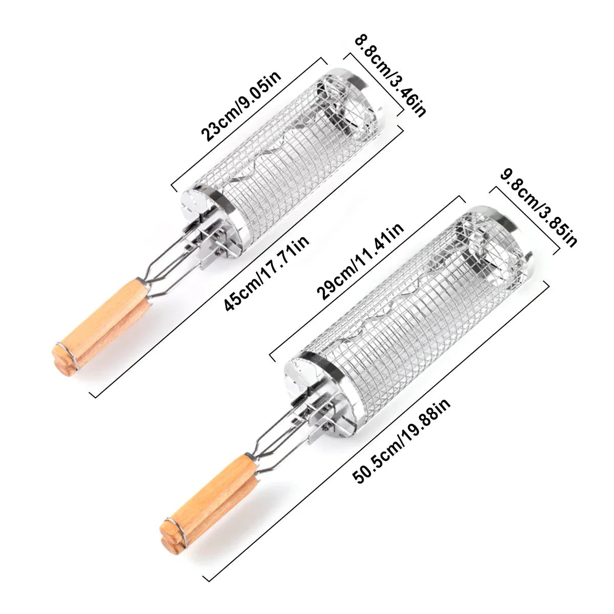 Frendorf | Tragbarer Edelstahl Rollgrillkorb BBQ Grillzubehör
