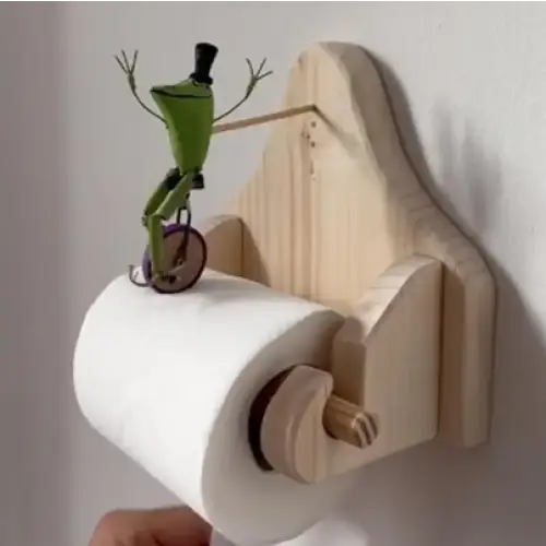Toilettenpapierhalter Original Frosch auf dem Fahrrad