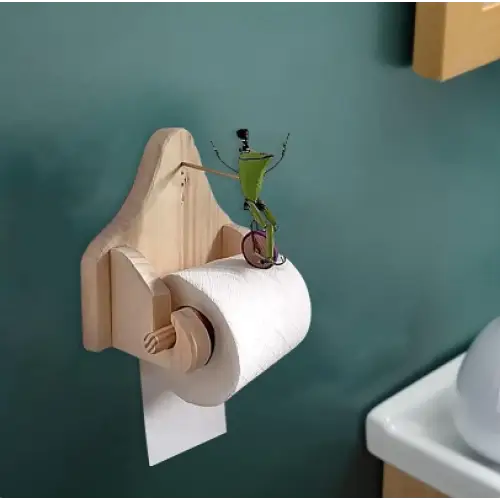 Toilettenpapierhalter Original Frosch auf dem Fahrrad