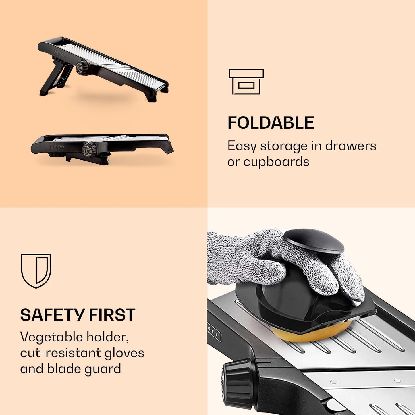 Frendorf | Premium Lebensmittel Schneidemaschine mit schnittfesten Handschuhen