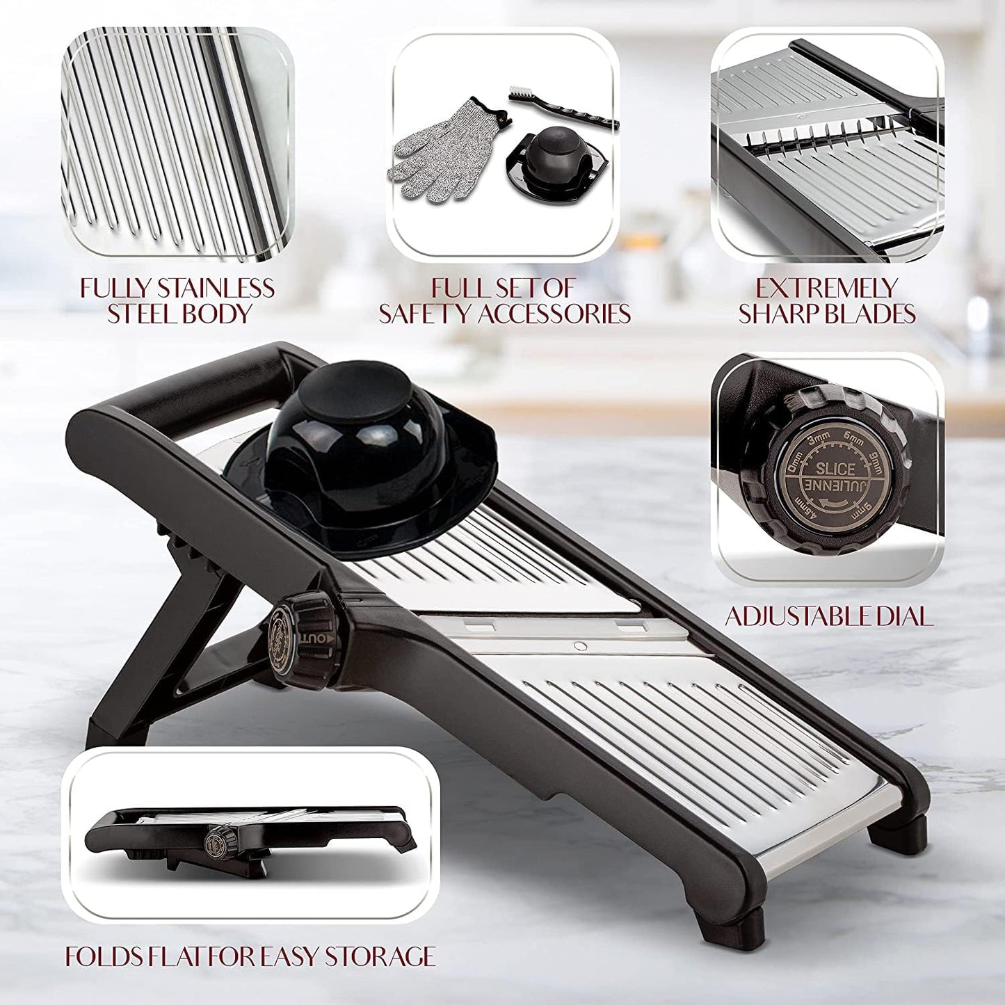 Frendorf | Premium Lebensmittel Schneidemaschine mit schnittfesten Handschuhen