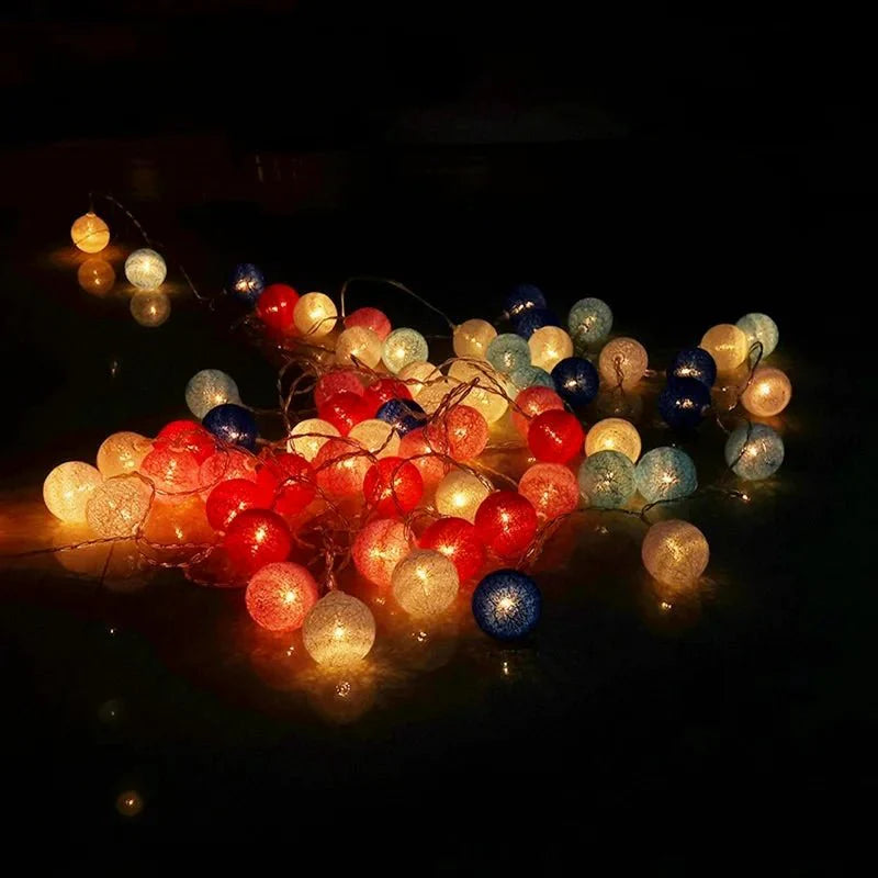 Hübsche Pastell Baumwollball Feenlichter Girlande