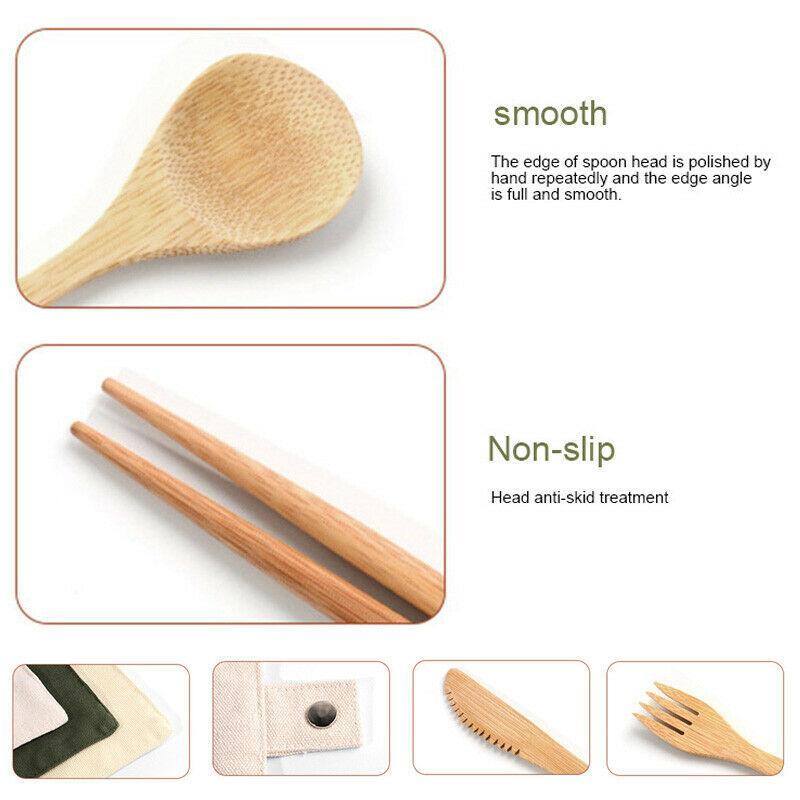 Frendorf | 6 Teiliges Bambus Reise Besteck Set